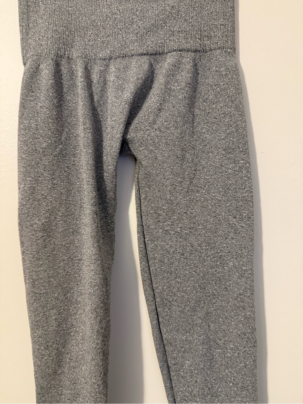 Girls' Grey Ribbed-Waist Stretch Leggings